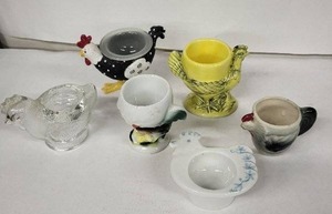 lot 46E image: Vintage Ceramic Egg Cups - Chicken & Hen Figurines, Assorted Styles
