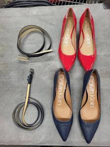 lot 48J image: Calvin Klein Gabrianna Pumps - Navy & Red - US 6.5 (2 Pairs) & Belts