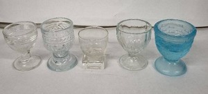 lot 50E image: Longaberger Egg Cups - Vintage Clear & Blue Glass Set of 5