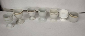 lot 54E image: Dunn Bennett Co. Egg Cups - Vintage White with Gold Rim (Lot of 8)