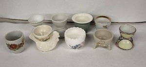 lot 55E image: Wedgwood Vintage Egg Cups - Floral Porcelain, England Made