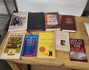 lot 56D image: Assorted Christian Books & Bibles - Study Guides, Devotionals & Editions