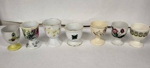 lot 61E image: Vintage Egg Cups - Assorted Floral Porcelain (Lot of 8)