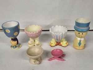 lot 66E image: Debbie Munn Egg Cups - 6-Piece Ceramic Set - Vintage Made in China