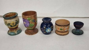 lot 75E image: Egg Cups - Vintage Hand-Painted (Lot of 5) Peru