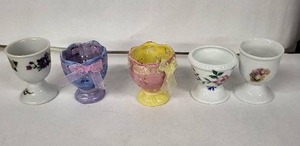 lot 80E image: Liette Hand Decorated Egg Cups - Vintage Floral (Lot of 5)