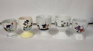lot 92E image: Vintage Egg Cups with Hand Painted Animals (Lot of 5)