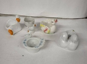 lot 95E image: Egg Cups - Vintage Bird-Themed Ceramic Set