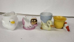 lot 96E image: Duck Egg Cups (Lot of 5) - Vintage Ceramic Bird Motif