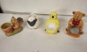 lot 103E image: Vintage Animal Ceramic Egg Cups (Lot of 4)