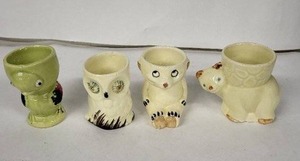 lot 105E image: Animal Egg Cups - Vintage Ceramic Set of 4 - England (Lot of 4)