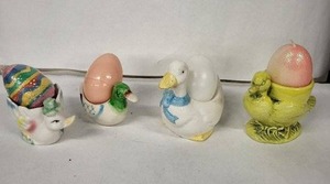 lot 108E image: Duck Egg Cups - 4-Piece Vintage Ceramic Set
