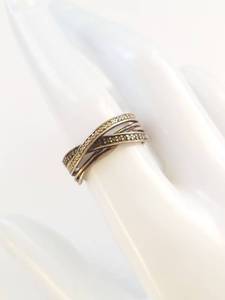 lot 2W image: Sterling Silver 925 SUN Crossover Multi Band Ring Clear Accent Stones Size 8