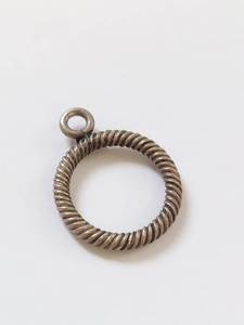 lot 30W image: Sterling Silver Twisted Rope Circle Charm Pendant Ring With Top Loop
