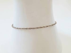 lot 31W image: Sterling Silver Rope Chain Bracelet Lobster Clasp Approx 9 Inch Minimalist