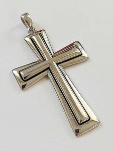 lot 33W image: RL Sterling Silver 925 Cross Pendant Polished Tapered Christian Religious Charm