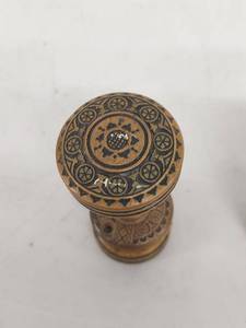 lot 3G image: Vintage Brass Door Knob Set with Intricate Design and Mechanism