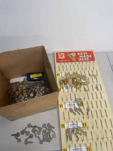 lot 22G image: Ilco Unican KEYS MADE HERE Metal Key Blanks Bulk with Counter Display Board Locksmith