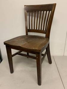 lot 27G image: Vintage Wood Slat Back Chair U.S. Dept of Agriculture FCIC Government Institutional Office Seating