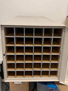 lot 28G image: PlanHold Square Tube Roll File Poster Storage Cabinet 36 Slot Metal Plan File Organizer