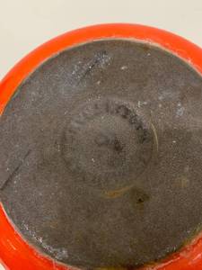 Vintage Le Creuset Orange Enamel Cast Iron Sauce Pan Wood Handle Pour Spout France Cookware