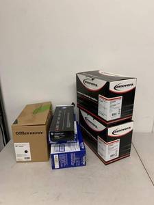 lot 69G image: Printer toner cartridge bundle Innovera CF280X, HP 143AD, CE255A, Brother TN-450, PC-301