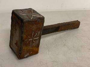 lot 74G image: Handmade Welded Metal Hammer Sculpture with Star Design Rustic Industrial Art Decor