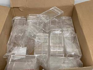 lot 75G image: Bulk Clear Acrylic Hinged Lid Display Storage Boxes Small Containers Retail Counter Lot