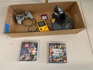 lot 85G image: Sony PS1 Controller Logitech WingMan Joystick Game Boy Color 2 PS3 Games GTA V LEGO