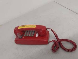 lot 96G image: CORTELCO Red Corded Touch-Tone Desk Telephone Emergency 911 Only Phone 555417VBA-20M USA