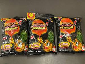 lot 12 image: Pineapple Chamoy Cotton Candy 3 X 5 oz Bags - 2 Flavors