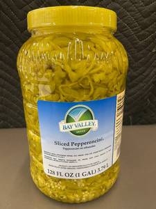 lot 214 image: Bay Valley Sliced Pepperoncini 1 Gal Jar - Unopened