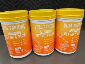 lot 384 image: Vital Proteins Morning Get Up and Glow Supplement, 3 Containers