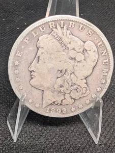 lot 17 image: Morgan Silver Dollar 1892 - United States One Dollar Coin