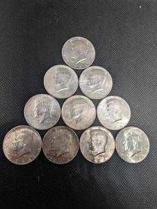 lot 36 image: Lot Of 10 90% Silver Kennedy Half Dollars