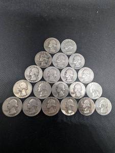 lot 50 image: Lot Of 20 90% Silver Washington Quarters- Various Dates
