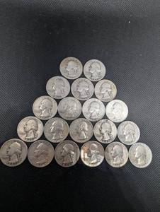 lot 51 image: Lot Of 20 90% Silver Washington Quarters- Various Dates
