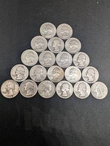 lot 56 image: Lot Of 20 90% Silver Washington Quarters- Various Dates