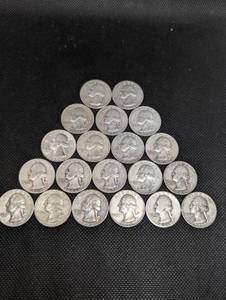 lot 57 image: Lot Of 20 90% Silver Washington Quarters- Various Dates