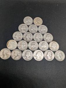 lot 62 image: Lot Of 20 90% Silver Washington Quarters- Various Dates