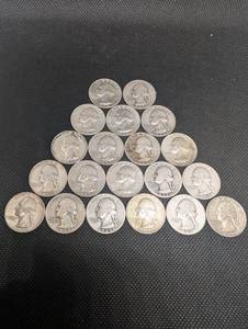 lot 67 image: Lot Of 20 90% Silver Washington Quarters- Various Dates