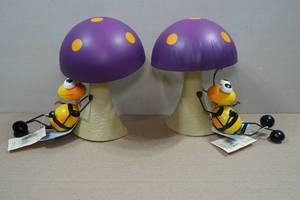 lot 252 image: 2 Regal Art Metal BeeMushroom Garden Statues
