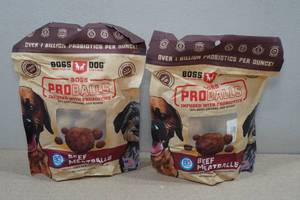 lot 259 image: 2 Boss Dog Pro Balls Beef Meatballs Dog Treats
