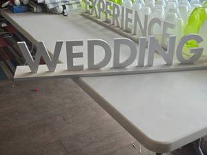 lot 106 image: Wood Sign - WEDDING (white painted)