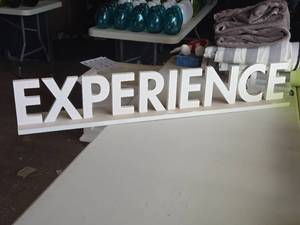lot 107 image: Wood Sign - EXPERIENCE (white painted)
