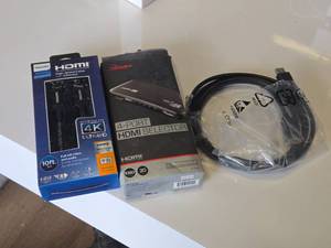 lot 35 image: Rocket Fish 4-Port HDMI Selector, Philips 10 HDMI Cable  (1) HDMI Cable (in original packaging)