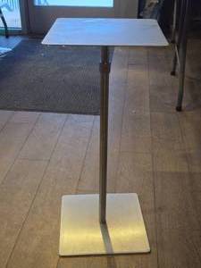 lot 146 image: Stainless Steel Pedestal Side  Drink Table  Adjustable Height