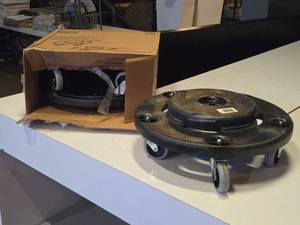 lot 147 image: Lot of (2) Rubbermaid Brute Trash Can Dolly (round)