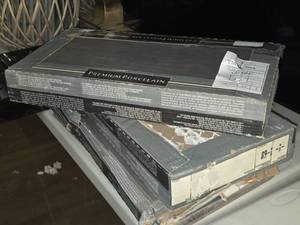 lot 163 image: Lot of (2 Full  7 of 8 Pieces) Premium Porcelain 12x24 Metro Gris Tile - Caliber Tone C1T54