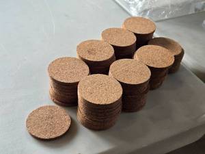 lot 180 image: Lot of (77) 2 14 Cork Coasters  Pads
